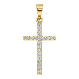 Dije de Cruz de Oro 10k con Zirconias Incrustadas 24 mm - Imagen 1