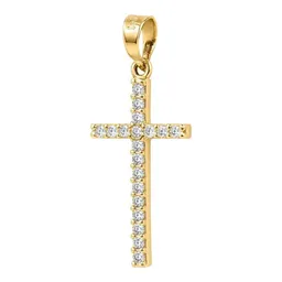 Dije de Cruz de Oro 10k con Zirconias Incrustadas 24 mm - Imagen 2