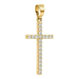 Dije de Cruz de Oro 10k con Zirconias Incrustadas 24 mm - Imagen 3