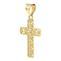 Dije de Cruz de Oro 10k Grabado Filigrana 28 mm - Imagen 2