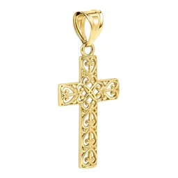 Dije de Cruz de Oro 10k Grabado Filigrana 28 mm - Imagen 3