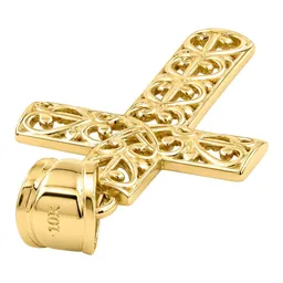 Dije de Cruz de Oro 10k Grabado Filigrana 28 mm - Imagen 5