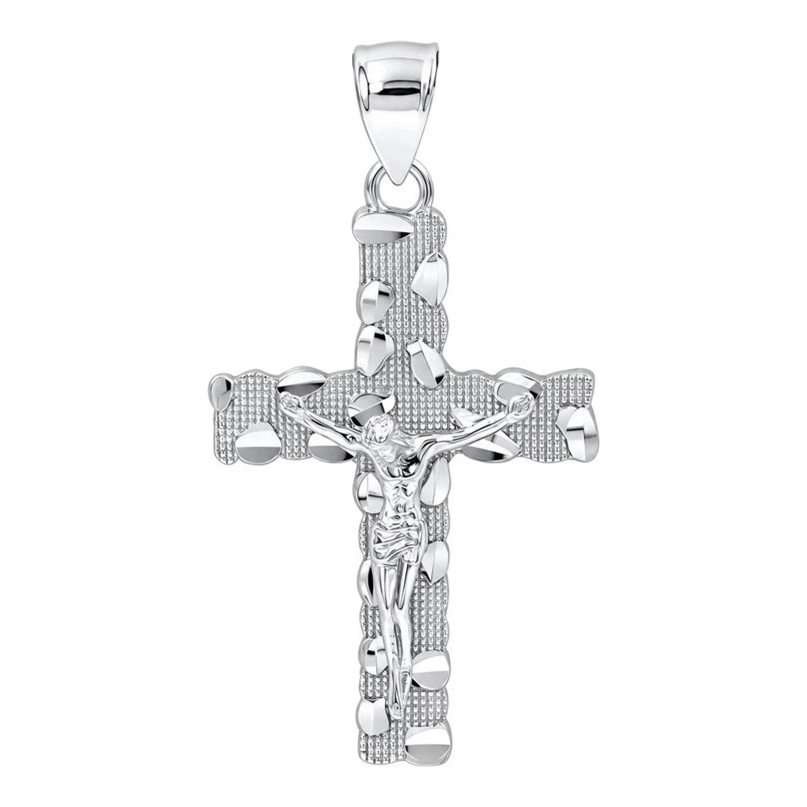 Dije de cruz de plata .925 rodizada con acabado pulido de 2.5 mm x 1.8 mm - Joyaris joyería fina