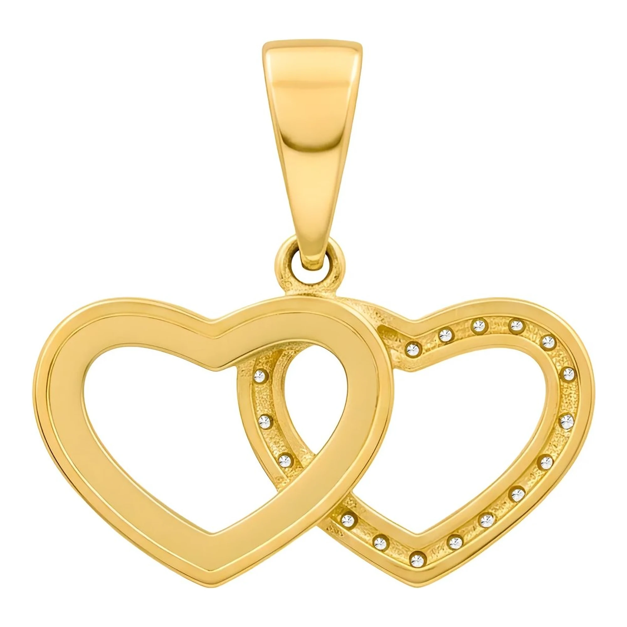 Dije de Oro 10k Corazones Entrelazados con Zirconia - Imagen 2