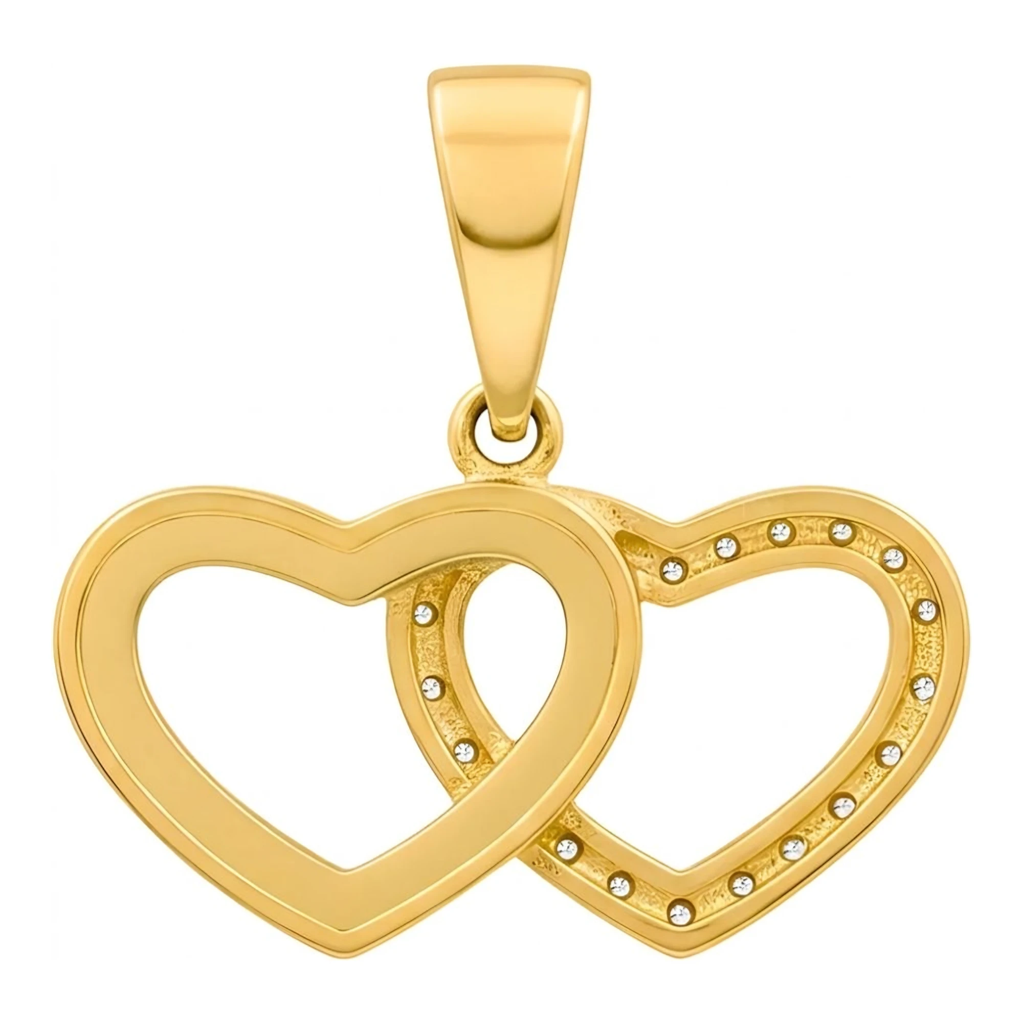 Dije de Oro 10k Corazones Entrelazados con Zirconia - Imagen 3