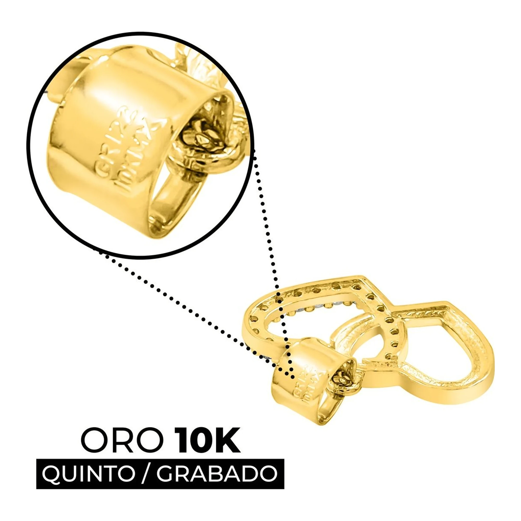 Dije de Oro 10k Corazones Entrelazados con Zirconia - Imagen 4