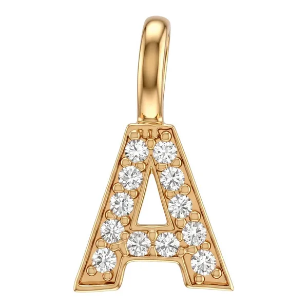Dije de oro amarillo 10k letra A con zirconias brillantes - Joyaris joyería fina mexicana