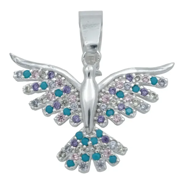 Dije Colibrí Plata 925 con Zirconia Multicolor Brillante Modelo 1941 - Imagen 1