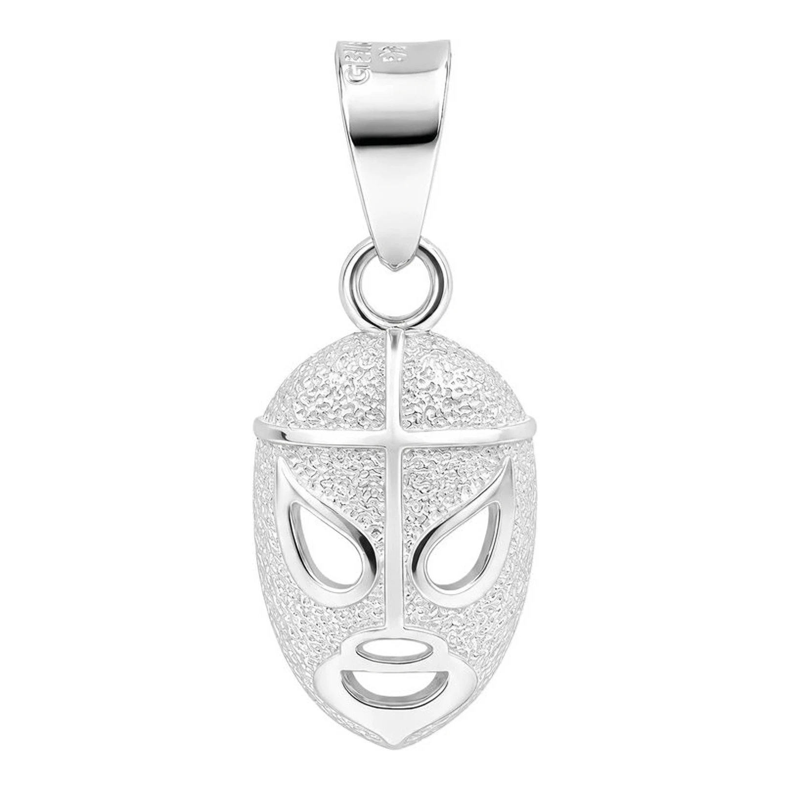 Dije máscara de luchador de plata .925 nacional acabado pulido de 30 mm - Joyaris joyería mexicana