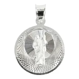 Dije de Plata .925 Medalla San Judas Tadeo Diamantado - Imagen 1