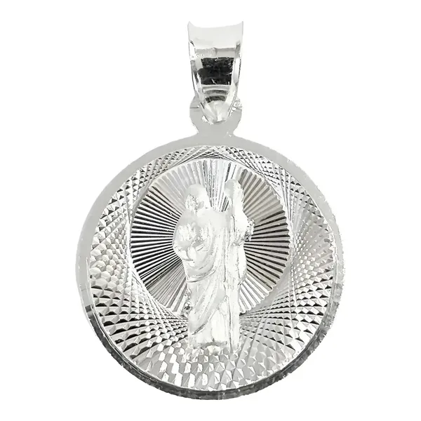 Dije Medalla San Judas Tadeo Plata .925 Acabado Diamantado - Imagen 1