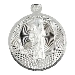 Dije de Plata .925 Medalla San Judas Tadeo Diamantado - Imagen 2