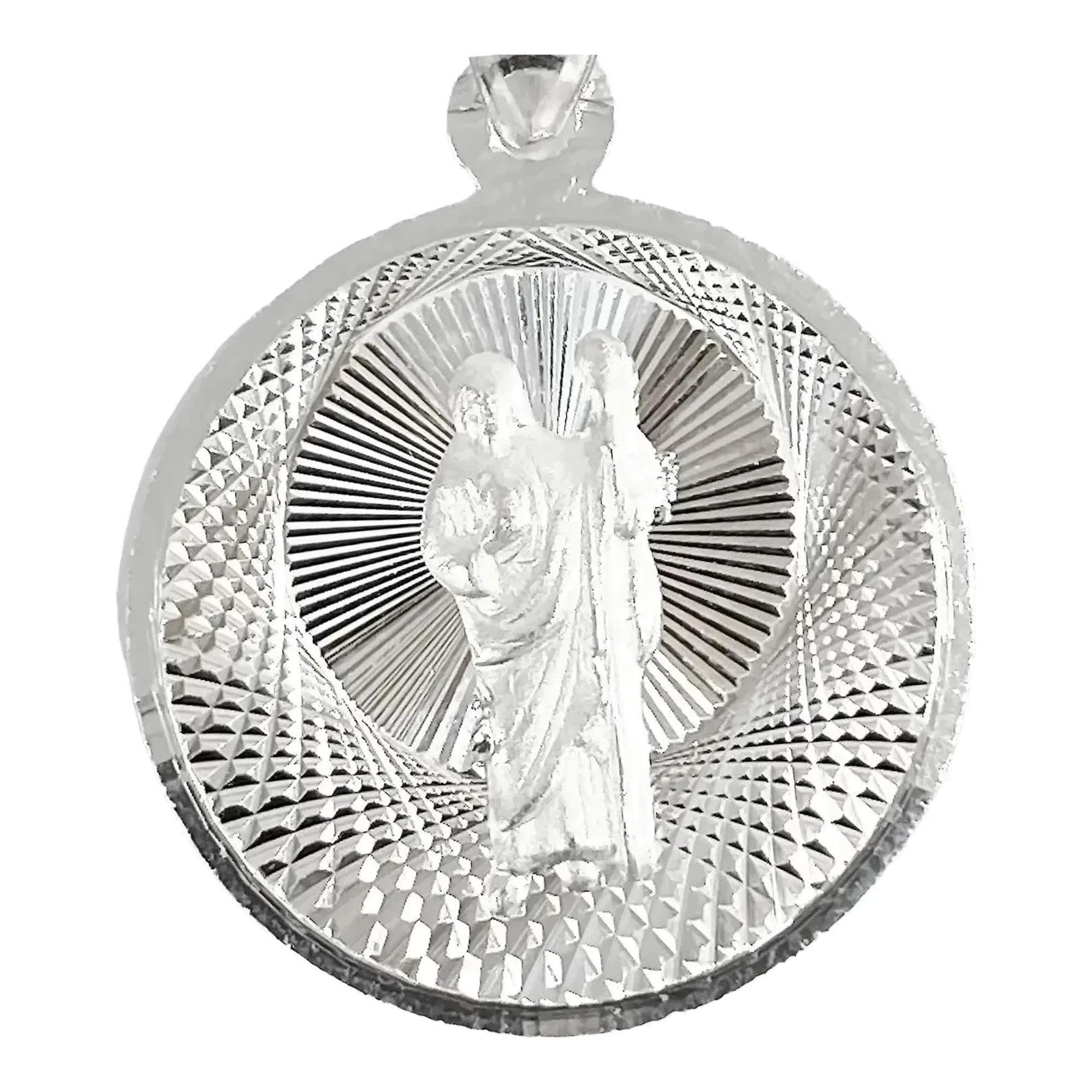 Dije de Plata .925 Medalla San Judas Tadeo Diamantado - Imagen 2