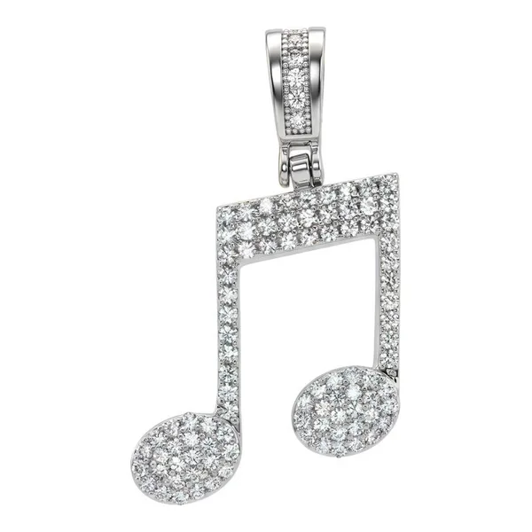 Dije de nota musical en plata 925 con zirconias pavé y acabado rodizado diamantado - Joyaris joyería fina