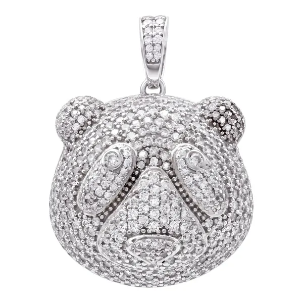 Dije de oso panda en plata ley .925 con zirconias estilo hip hop - Joyaris joyería fina