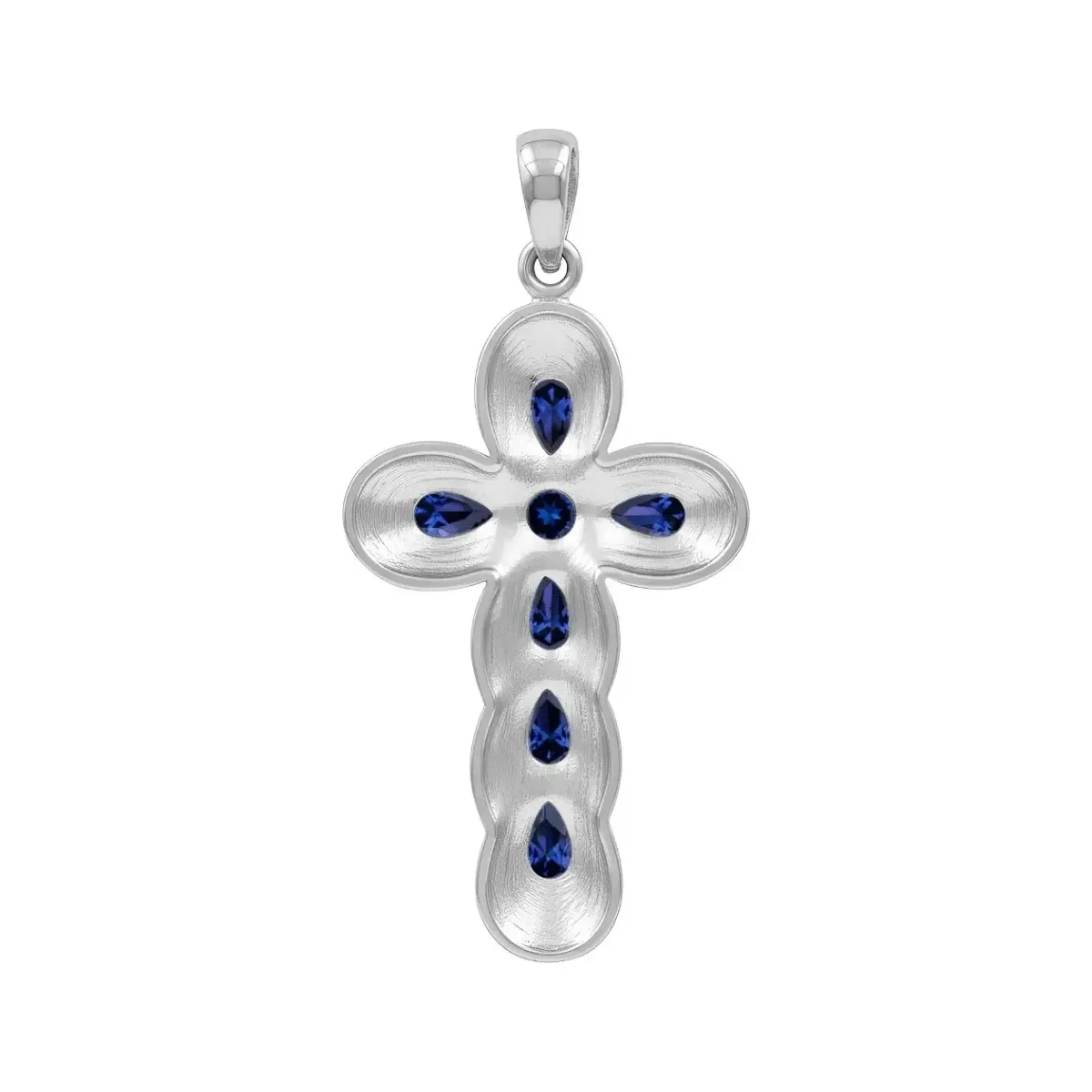 Dije de Plata 925 Rodizada Diseño Cruz Zirconia Azul - Imagen 2