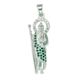 Dije de Plata .925 San Judas Tadeo con Zirconia Verde 46 mm - Imagen 1