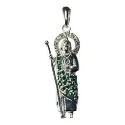 Dije de Plata .925 San Judas Tadeo con Zirconia Verde 46 mm - Imagen 2