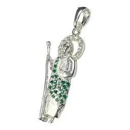 Dije de Plata .925 San Judas Tadeo con Zirconia Verde 46 mm - Imagen 3