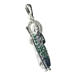 Dije de Plata .925 San Judas Tadeo con Zirconia Verde 46 mm - Imagen 4