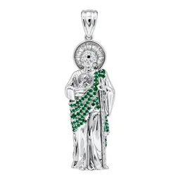 Dije de San Judas Tadeo 3D de Plata .925 con Zirconia Verde 49 mm - Imagen 1