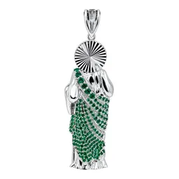 Dije de San Judas Tadeo 3D de Plata .925 con Zirconia Verde 49 mm - Imagen 2