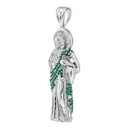 Dije de San Judas Tadeo 3D de Plata .925 con Zirconia Verde 49 mm - Imagen 3