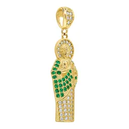 Dije de San Judas Tadeo de Oro 10k con Zirconia Verde 39 mm - Imagen 3