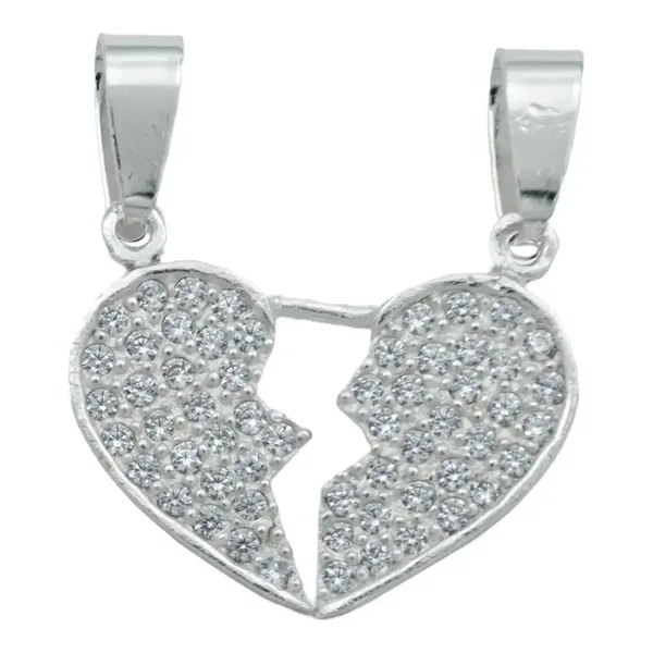 Dije Doble Corazón Plata 925 Artesanal para Mujer - Imagen 1