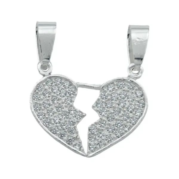 Dije Doble Corazón Plata 999 Artesanal para Mujer - Imagen 1