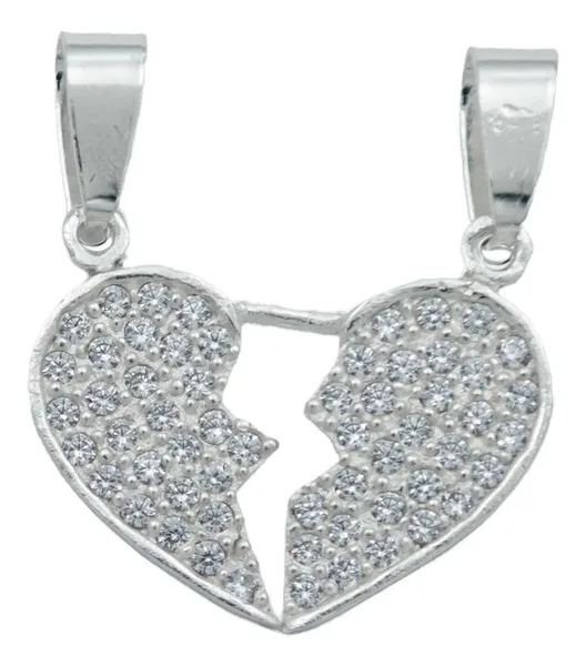 Dije Doble Corazón Plata 999 Artesanal para Mujer - Imagen 1