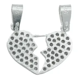 Dije Doble Corazón Plata 925 Artesanal para Mujer - Imagen 3