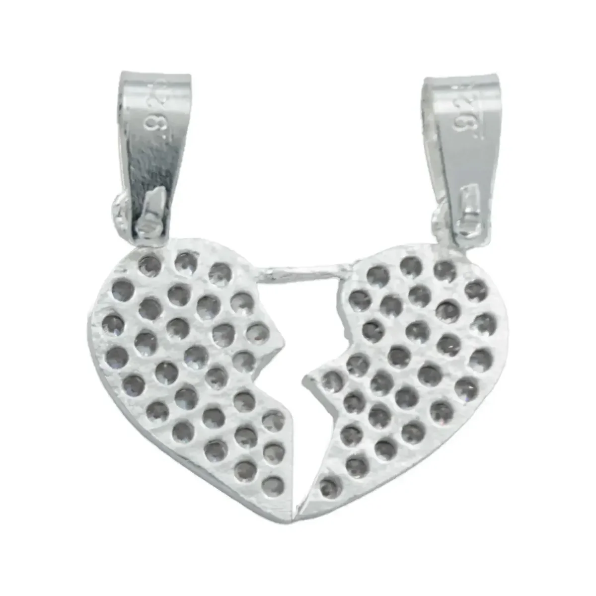 Dije Doble Corazón Plata 999 Artesanal para Mujer - Imagen 3