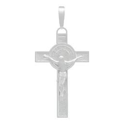 Dije Doble Vista Plata 925 Cruz Cristo San Benito Religioso Unisex - Imagen 1