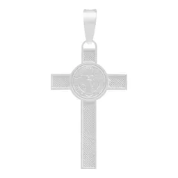 Dije Doble Vista Plata 925 Cruz Cristo San Benito Religioso Unisex - Imagen 2
