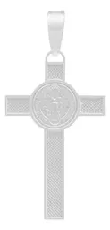 Dije Doble Vista Plata 925 Cruz Cristo San Benito Religioso Unisex - Imagen 2