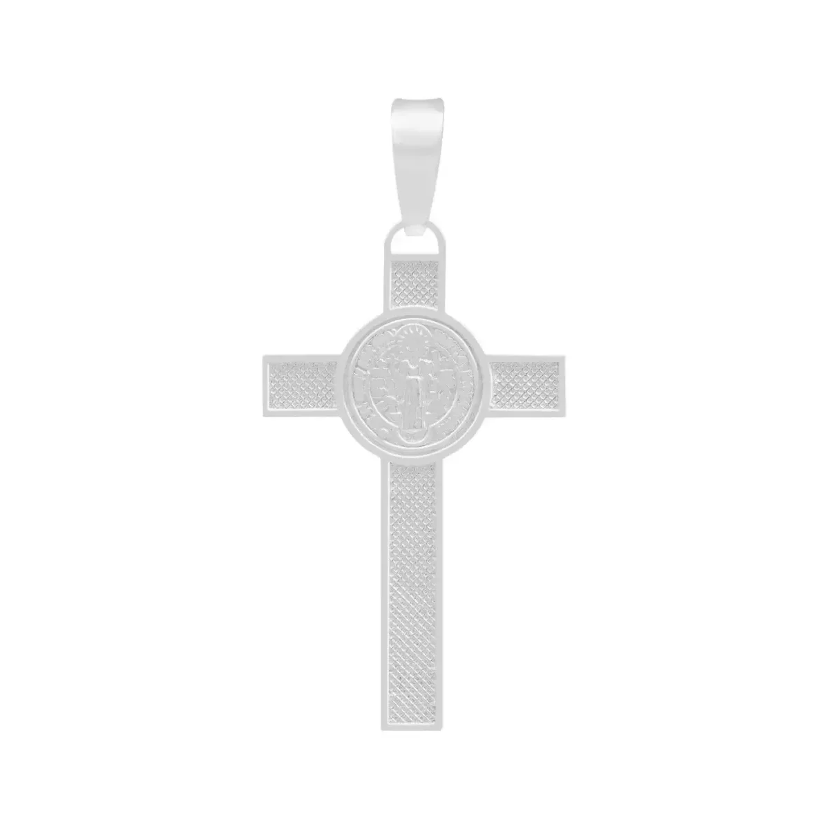 Dije Doble Vista Plata 925 Cruz Cristo San Benito Religioso Unisex - Imagen 2