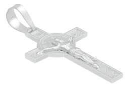 Dije Doble Vista Plata 925 Cruz Cristo San Benito Religioso Unisex - Imagen 3