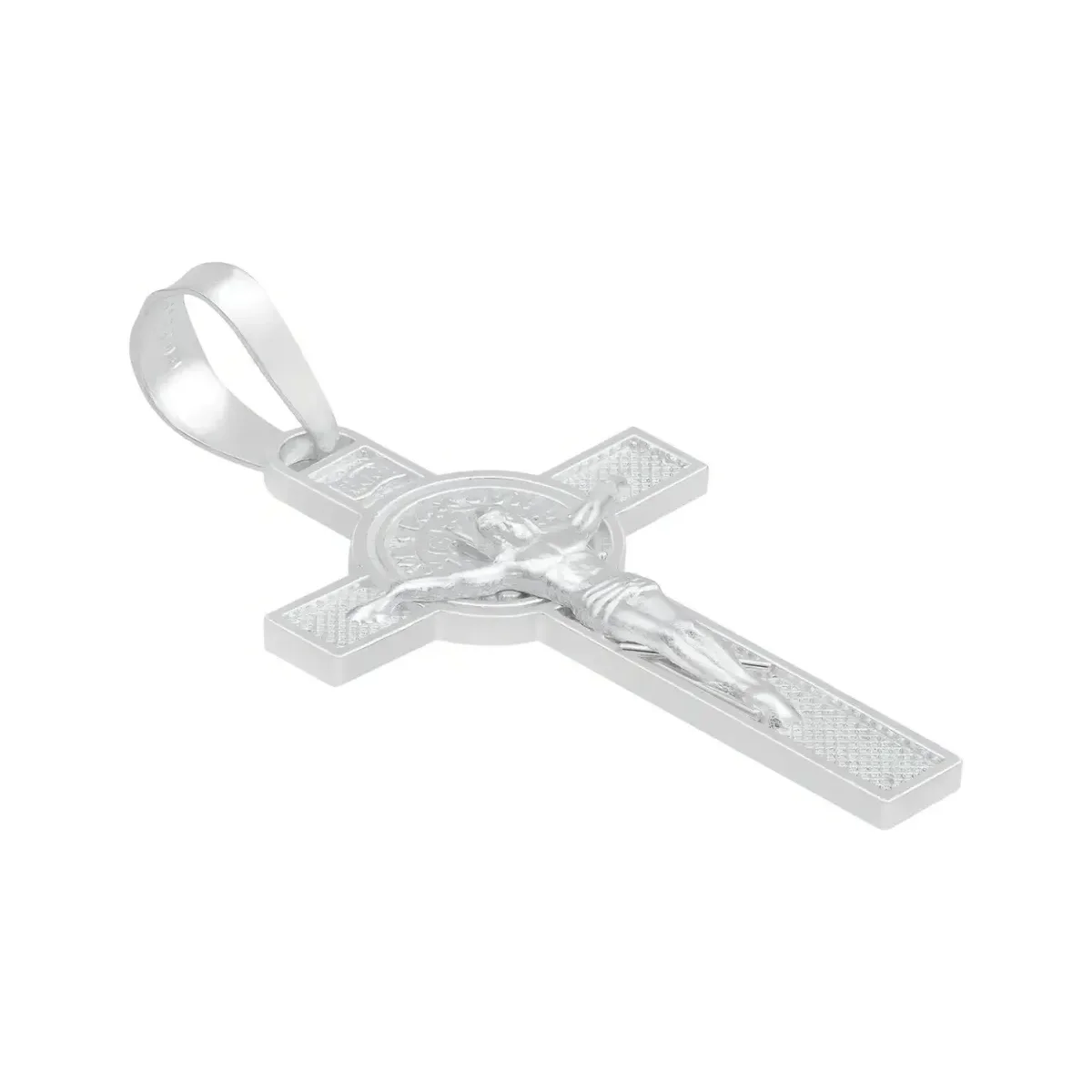 Dije Doble Vista Plata 925 Cruz Cristo San Benito Religioso Unisex - Imagen 3