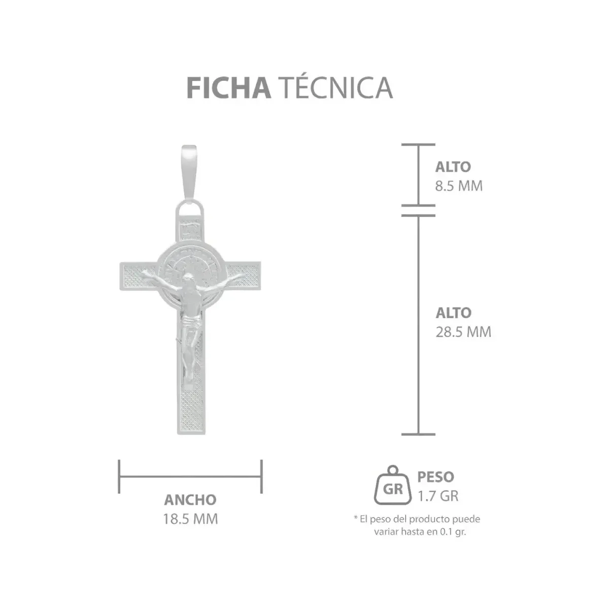 Dije Doble Vista Plata 925 Cruz Cristo San Benito Religioso Unisex - Imagen 7
