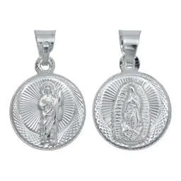 Dije Doble Vista San Judas Tadeo Virgen Guadalupe Plata 925 Diamantado - Imagen 1