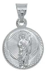 Dije Doble Vista San Judas Tadeo Virgen Guadalupe Plata 925 Diamantado - Imagen 4