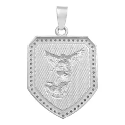 Dije Escudo San Miguel Arcángel Plata 925 Zirconia Transparente - Imagen 2