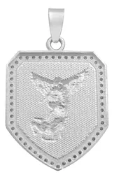 Dije Escudo San Miguel Arcángel Plata 925 Zirconia Transparente - Imagen 2