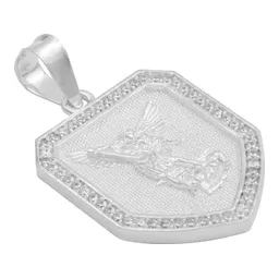 Dije Escudo San Miguel Arcángel Plata 925 Zirconia Transparente - Imagen 3