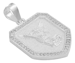Dije Escudo San Miguel Arcángel Plata 925 Zirconia Transparente - Imagen 3
