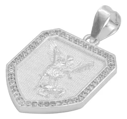 Dije Escudo San Miguel Arcángel Plata 925 Zirconia Transparente - Imagen 4