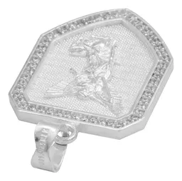 Dije Escudo San Miguel Arcángel Plata 925 Zirconia Transparente - Imagen 5