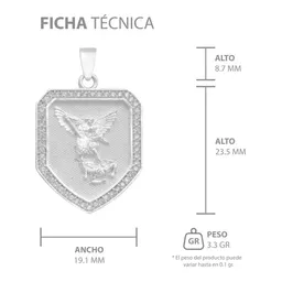 Dije Escudo San Miguel Arcángel Plata 925 Zirconia Transparente - Imagen 7