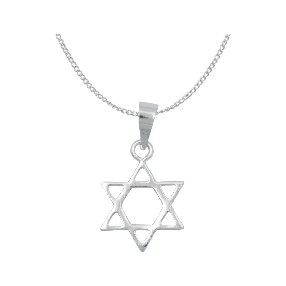 Dije Estrella de David Plata .925 con cadena barbada para hombre, joyería religiosa y minimalista, colgante de plata moderna.